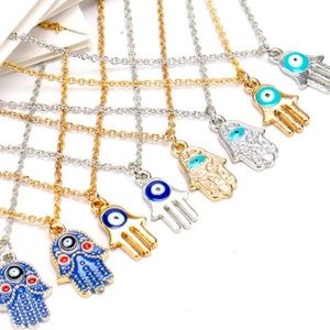 Women’s Designer Necklace Silver/Gold Plated Chain Classic Evil Eye Hamsa Hand